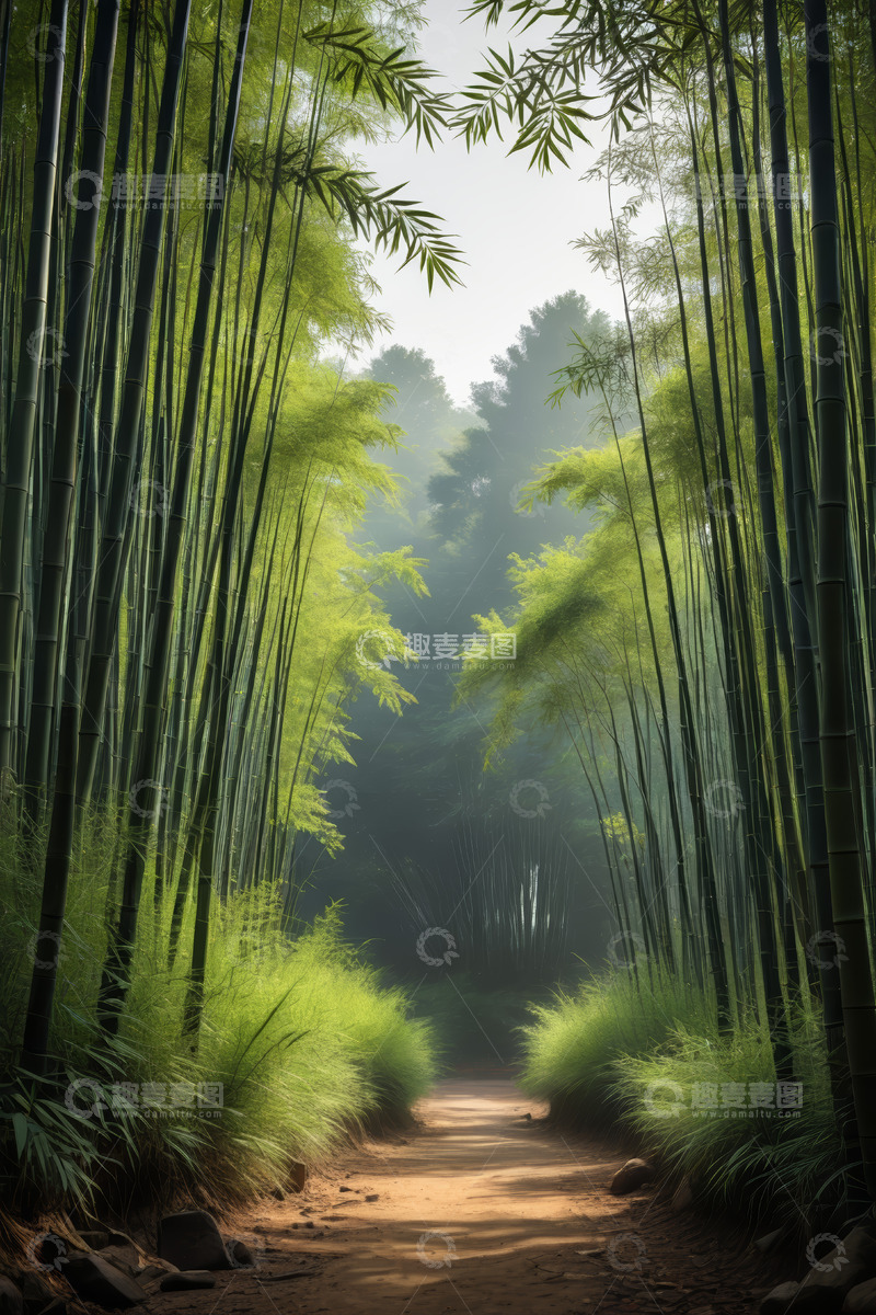 高清大图下载【趣麦麦图】林间竹林小径自然风光