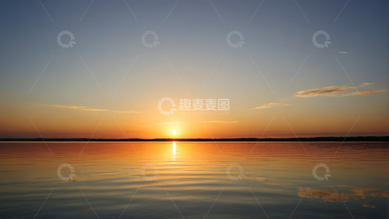 高清大图下载【趣麦麦图】湖面日落自然景观