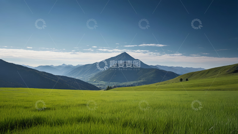 高清大图下载【趣麦麦图】广袤草原与远山风景