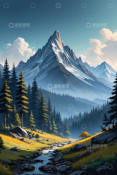 山间森林小溪自然风光