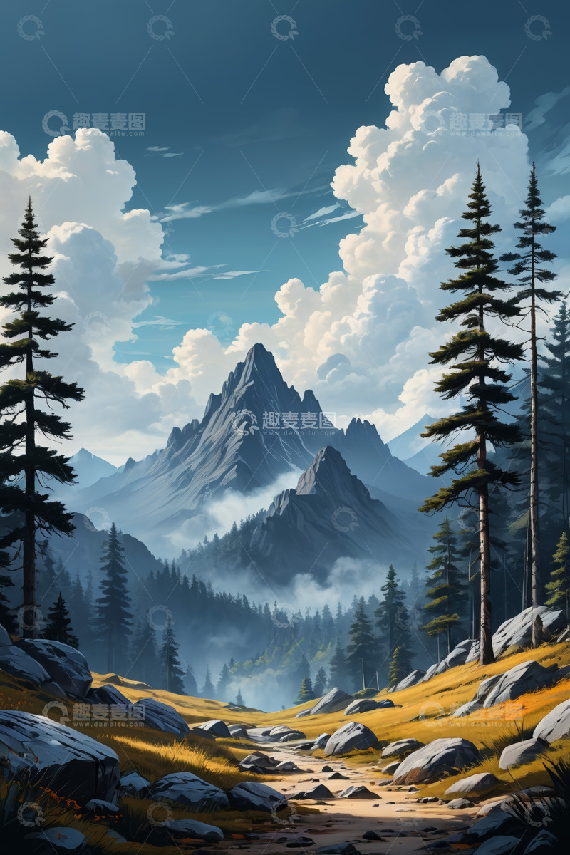 高清大图下载【趣麦麦图】山间森林风景