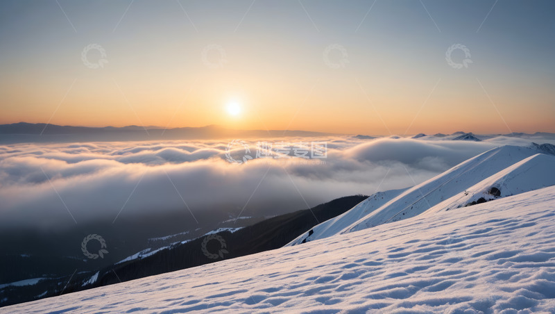 高清大图下载【趣麦麦图】雪山云海日出自然景观