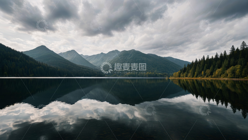 高清大图下载【趣麦麦图】山林湖泊静谧风光