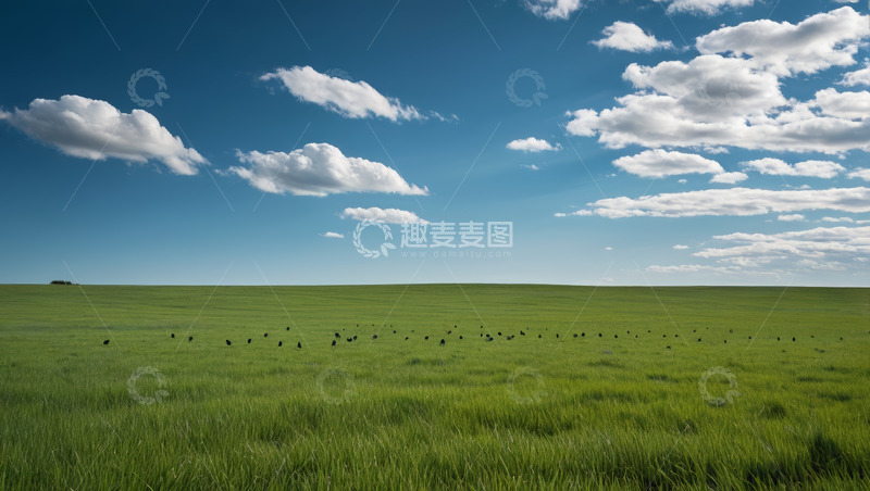 高清大图下载【趣麦麦图】广阔草原蓝天白云景观