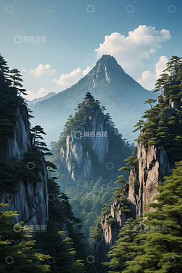 中国山峦与植被自然景观