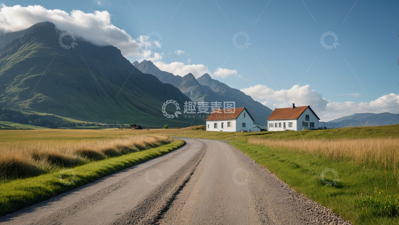 高清大图下载【趣麦麦图】山间公路旁的田园风光