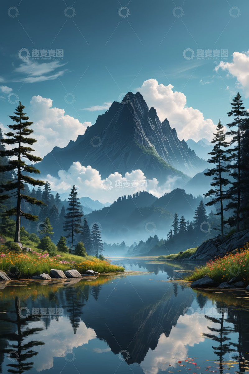 高清大图下载【趣麦麦图】山林湖泊自然风光风景