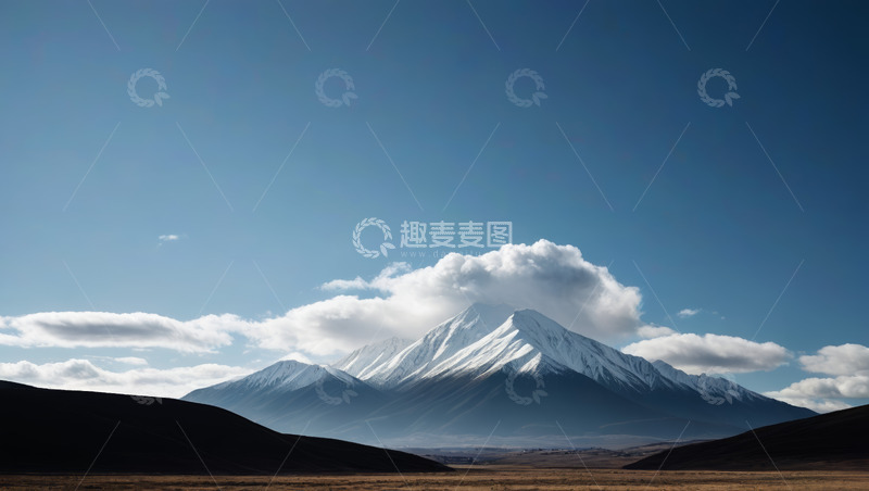 高清大图下载【趣麦麦图】雪山与蓝天自然景观