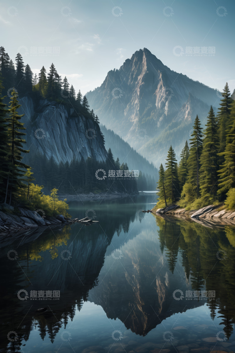 高清大图下载【趣麦麦图】山林湖泊自然风光全景