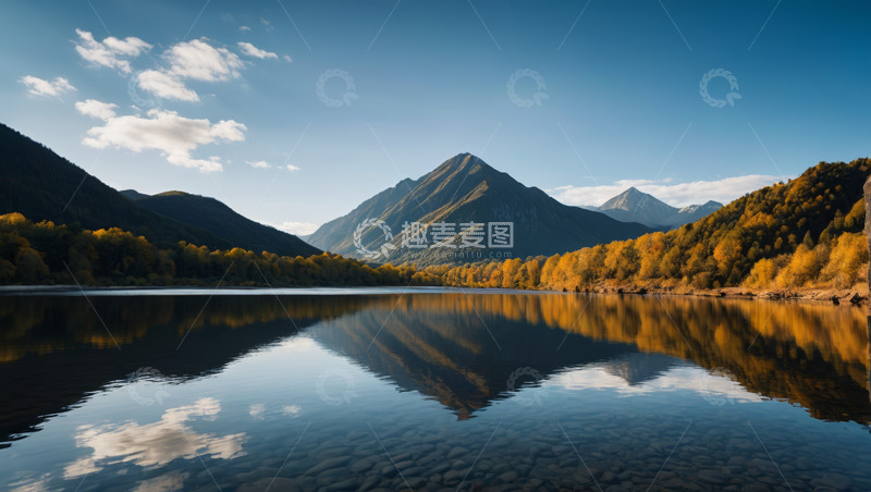 高清大图下载【趣麦麦图】山间湖泊自然风光全景