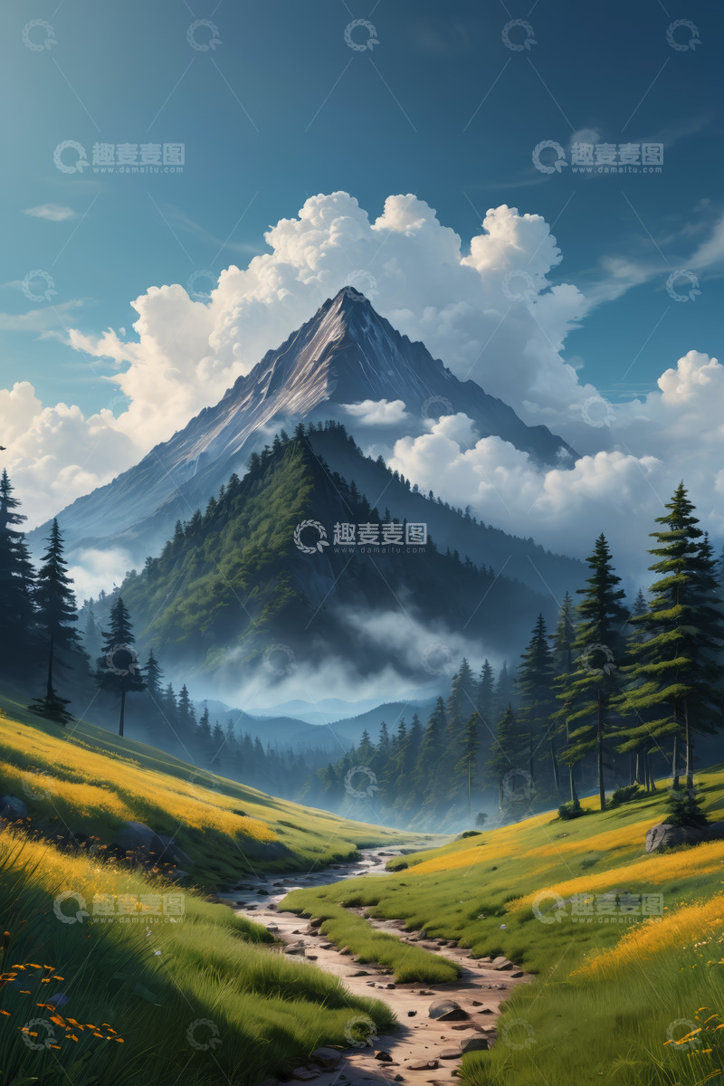 高清大图下载【趣麦麦图】山间草地森林自然风光