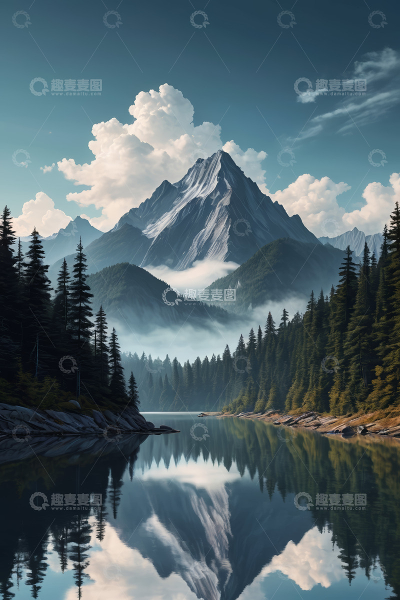 高清大图下载【趣麦麦图】高山湖泊森林自然景观