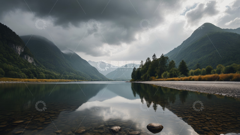 高清大图下载【趣麦麦图】山间湖泊自然风光景观