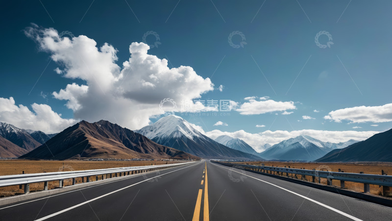 高清大图下载【趣麦麦图】公路雪山自然风光