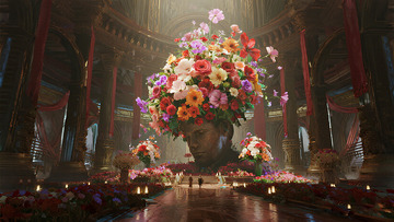 华丽宫殿花卉装饰艺术插画