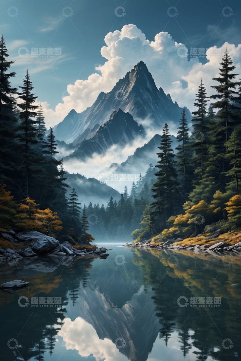 高清大图下载【趣麦麦图】山林湖泊间的壮丽自然景观