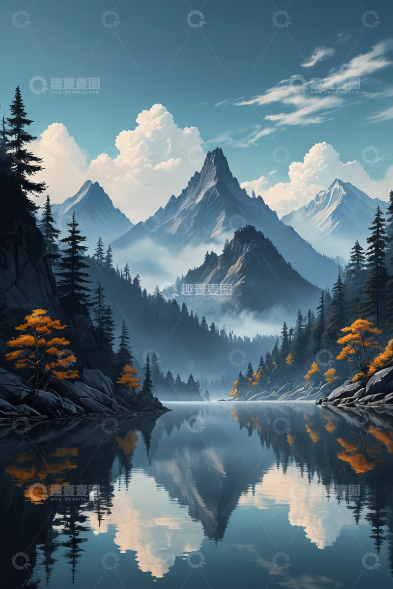 高清大图下载【趣麦麦图】山水森林倒影自然风光