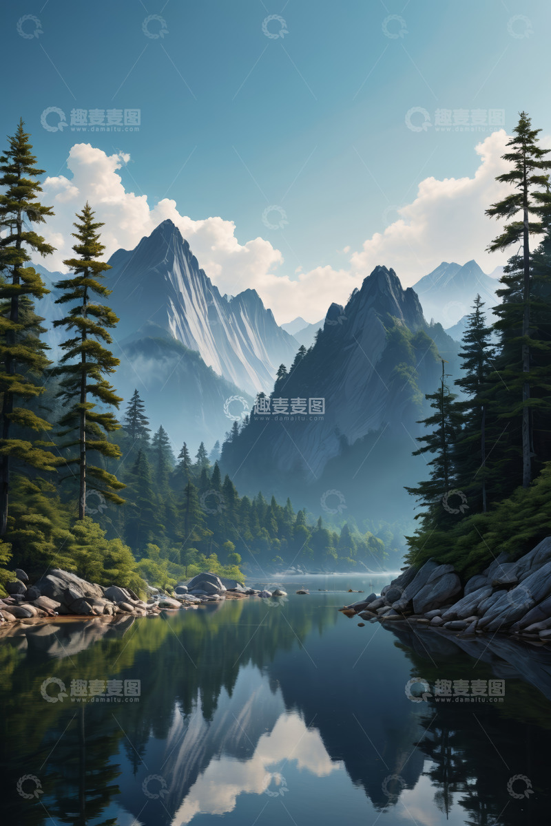 高清大图下载【趣麦麦图】山林湖泊自然风光