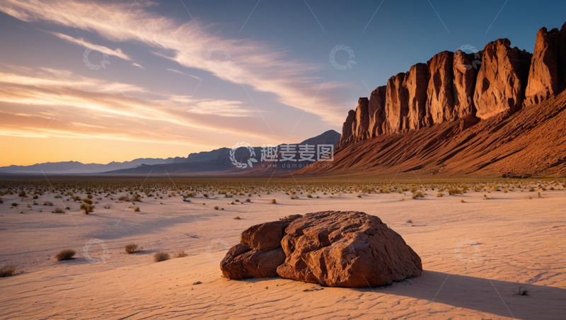高清大图下载【趣麦麦图】沙漠中的岩石与壮丽山景