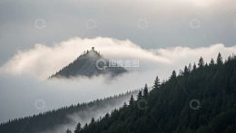 云雾缭绕的山林景观