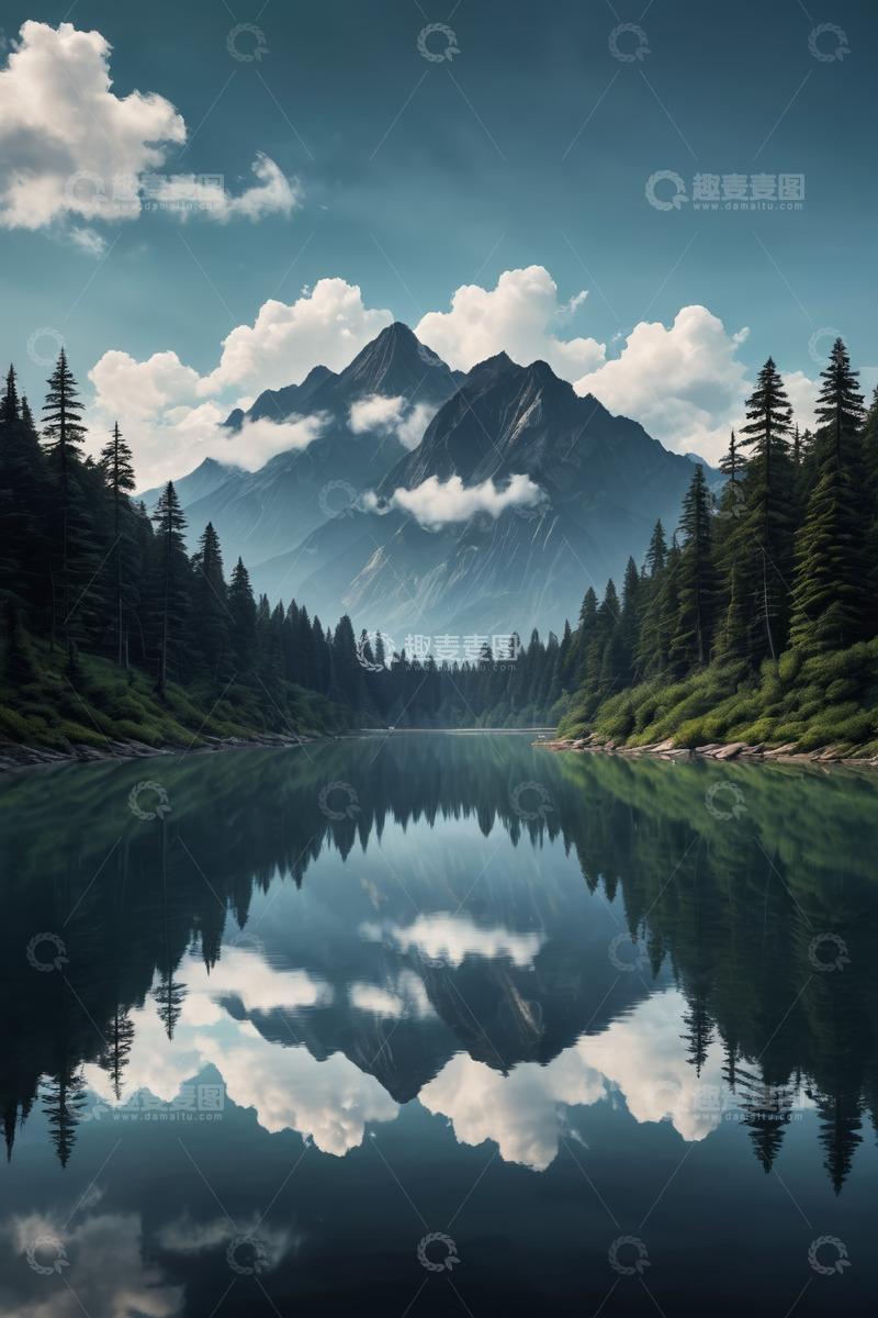 高清大图下载【趣麦麦图】山水湖泊与森林自然景观