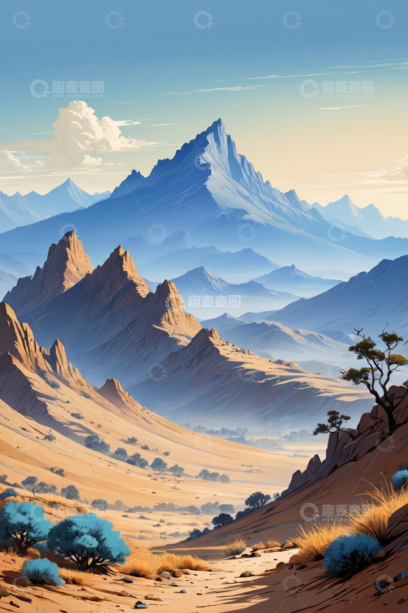 高清大图下载【趣麦麦图】沙漠山地自然风光全景