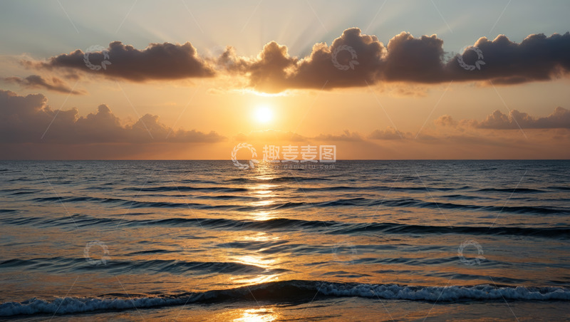 高清大图下载【趣麦麦图】海上日落自然风光