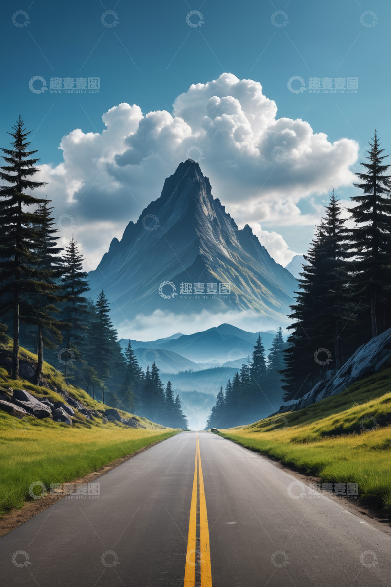 高清大图下载【趣麦麦图】山间公路自然风光