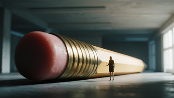 巨铅笔与人物创意摄影