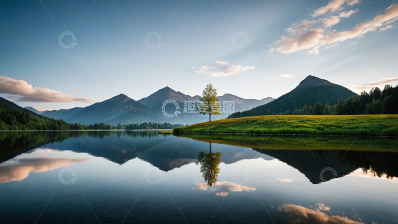高清大图下载【趣麦麦图】山水湖泊自然风光全景