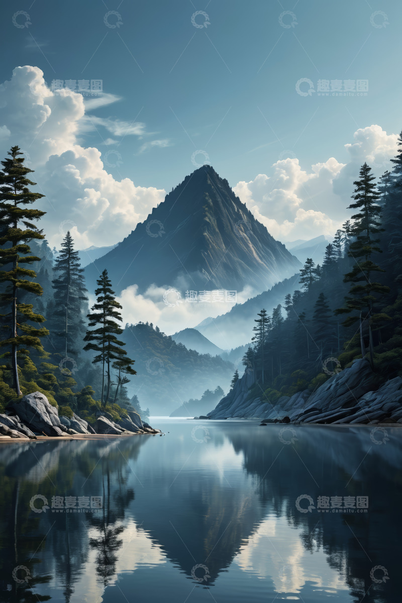 高清大图下载【趣麦麦图】山水相依的自然风景