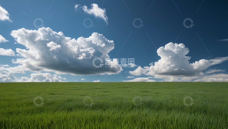 高清大图下载【趣麦麦图】广阔草原上的蓝天白云景象