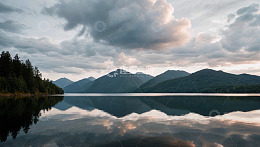 山水湖泊与天空自然景观