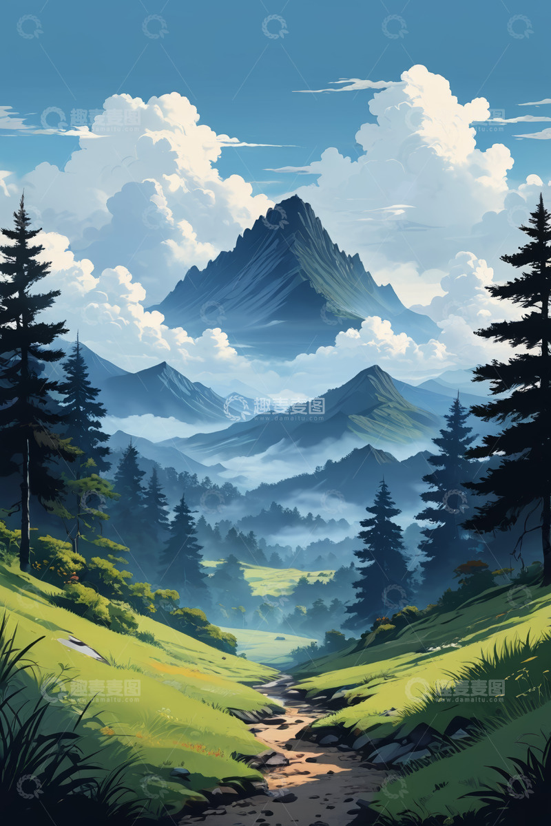 高清大图下载【趣麦麦图】山间森林自然风光