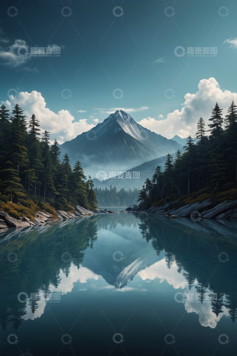 高清大图下载【趣麦麦图】山间湖泊森林自然风光