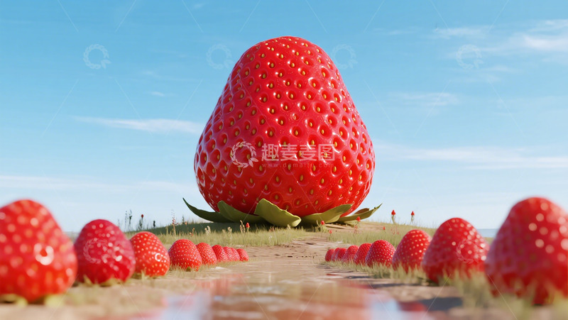 高清大图下载【趣麦麦图】巨大草莓场景动画设计素材