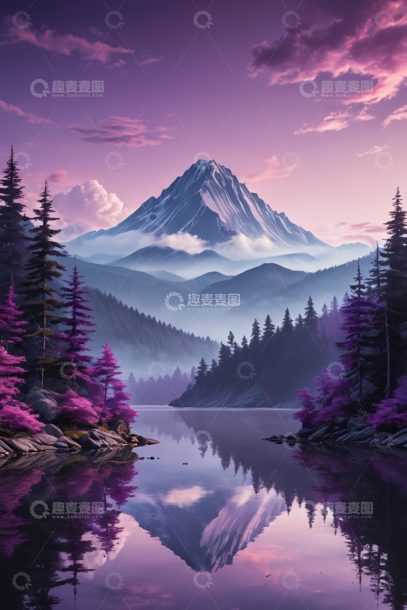 高清大图下载【趣麦麦图】山间湖泊自然风光全景