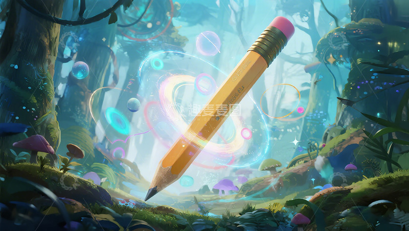 高清大图下载【趣麦麦图】铅笔幻想森林插画
