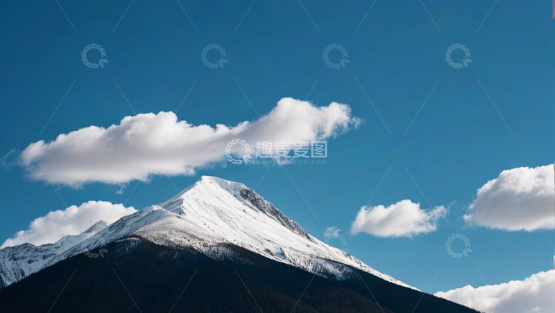 高清大图下载【趣麦麦图】蓝天白云下的雪山风景