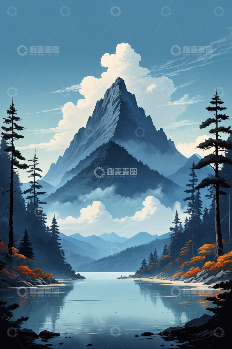 高清大图下载【趣麦麦图】山林湖泊自然风光