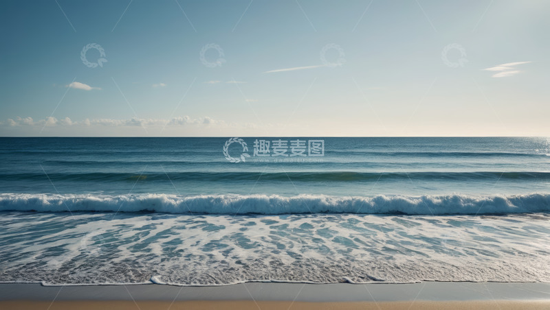高清大图下载【趣麦麦图】海浪拍打沙滩自然景象