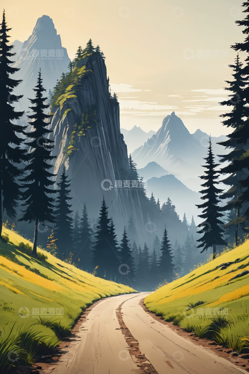 高清大图下载【趣麦麦图】山间森林中的蜿蜒小路