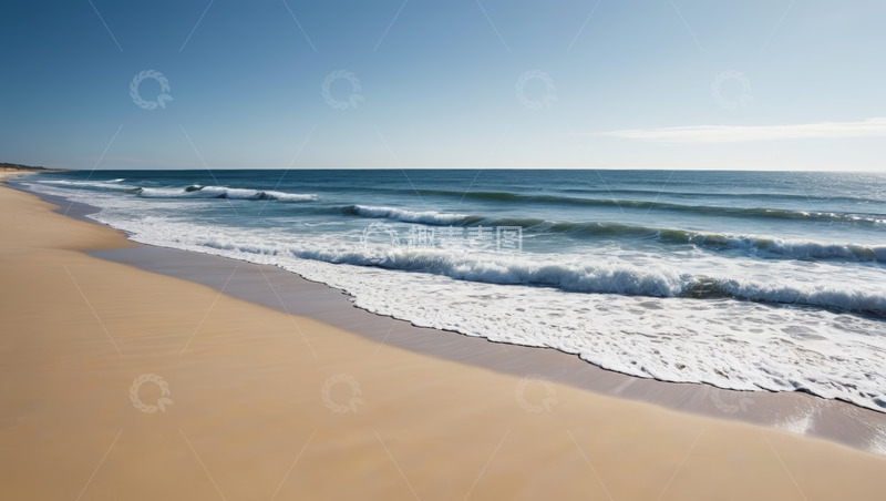 高清大图下载【趣麦麦图】海浪拍打沙滩的海滨景色