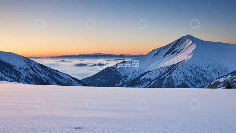 高清大图下载【趣麦麦图】雪山云海日出自然风光