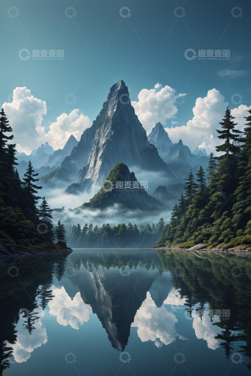 高清大图下载【趣麦麦图】山水相依的自然风光