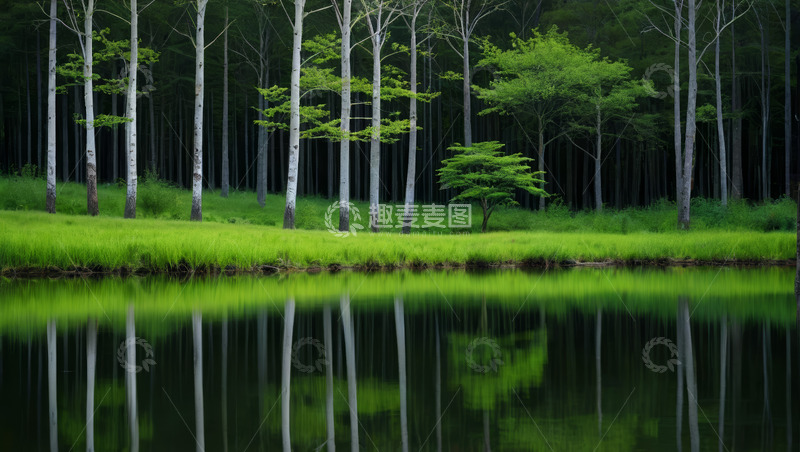 高清大图下载【趣麦麦图】湖边森林绿色自然景观