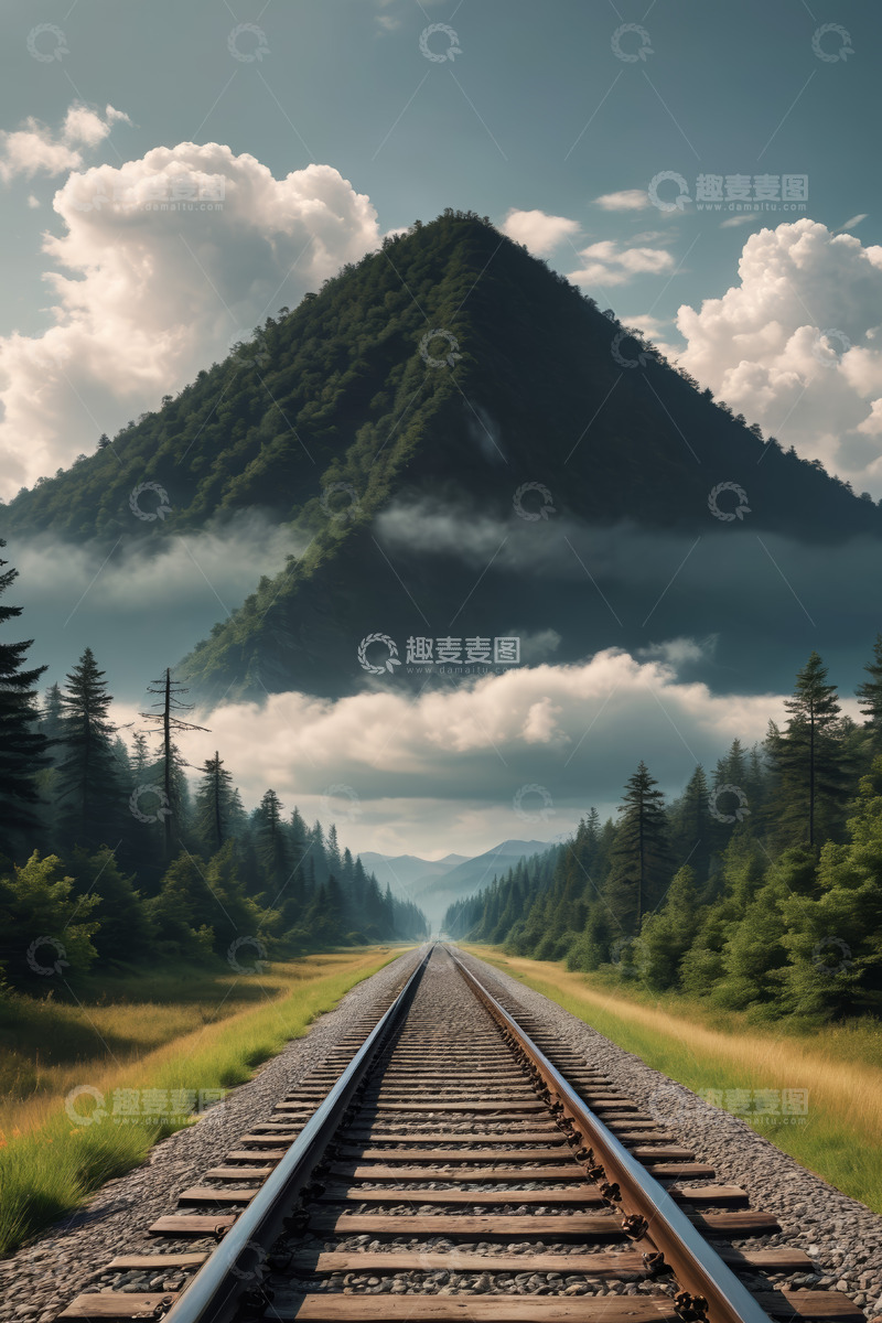 高清大图下载【趣麦麦图】山林间延伸的铁路风景