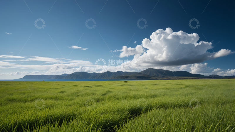 高清大图下载【趣麦麦图】广袤草原与蓝天白云远景