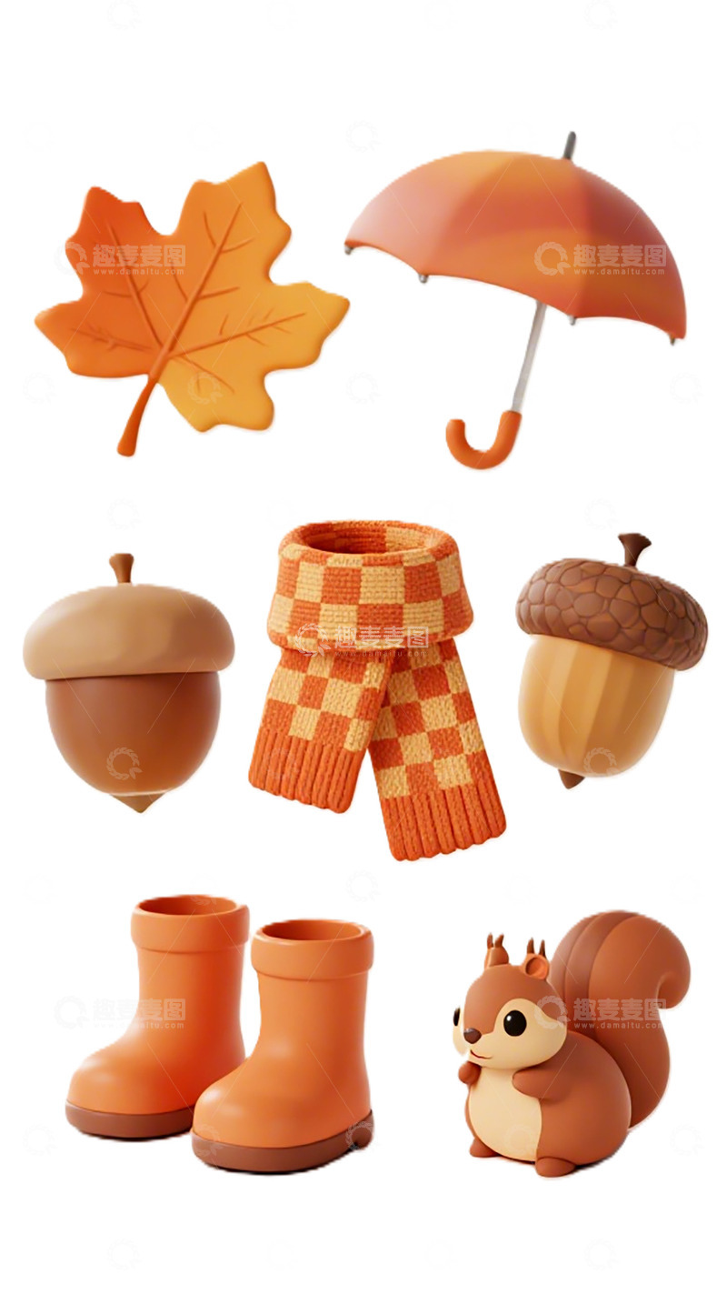 高清大图下载【趣麦麦图】秋季元素玩具造型设计素材