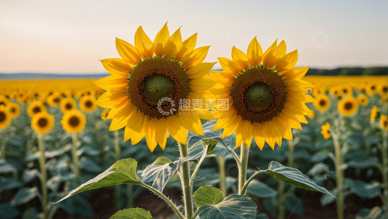 高清大图下载【趣麦麦图】向日葵花田特写